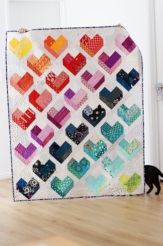 Hand Made Blue hearts shops quilt Queen Size